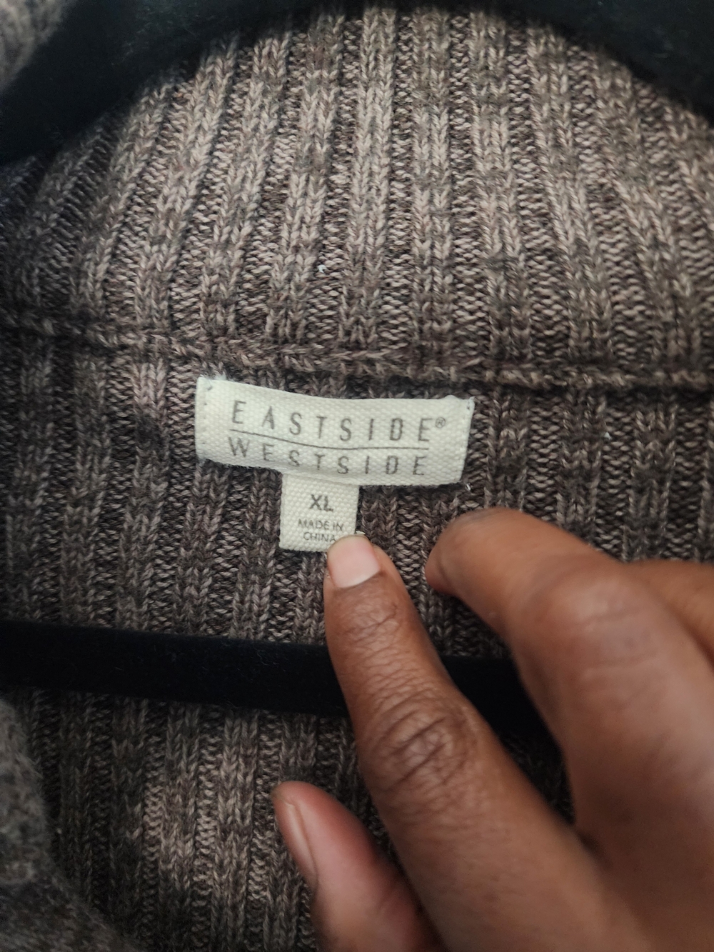 5/$25 Men's Brown Ribbed Button-Neck Sweater - Picture 3 of 5